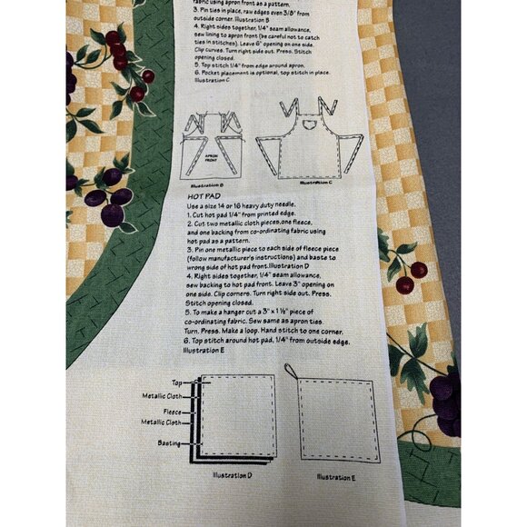 Antique Fruit Apron Sewing Fabric Panel By Leslie Beck 1990s - Picture 10 of 12